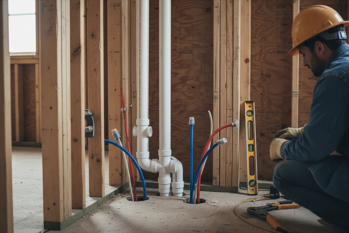Drain and supply rough-in during Garbage Disposal Repair in Bedford